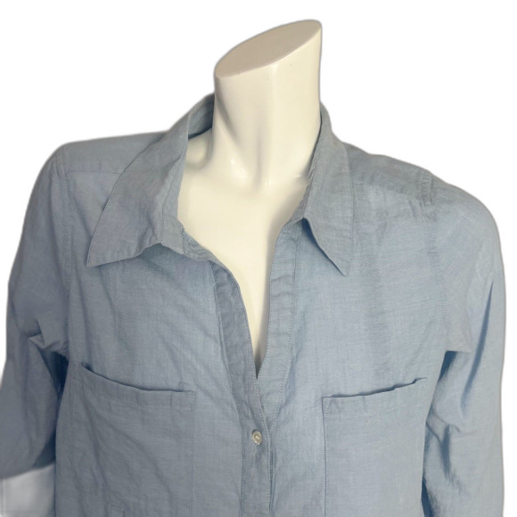 Joie Blue Chambray Button Up Blouse Women's Size M - Picture 2 of 6